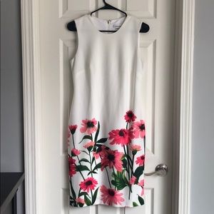 Off white Calvin Klein dress with floral print